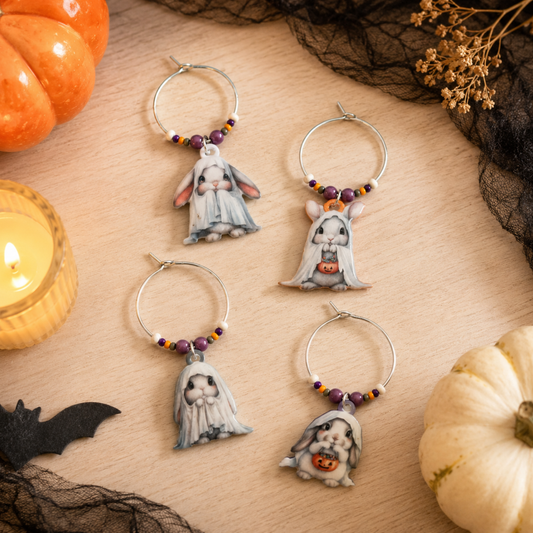 Ghost Bunnies Halloween Charms Set of 4
