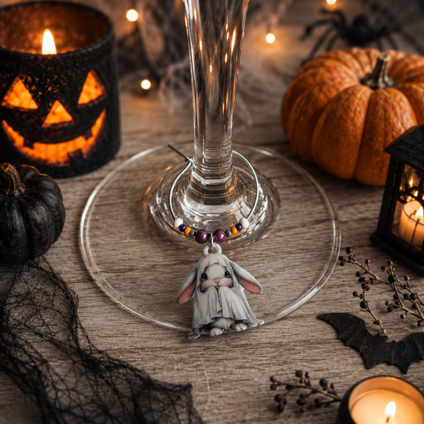 Ghost Bunnies Halloween Charms Set of 4