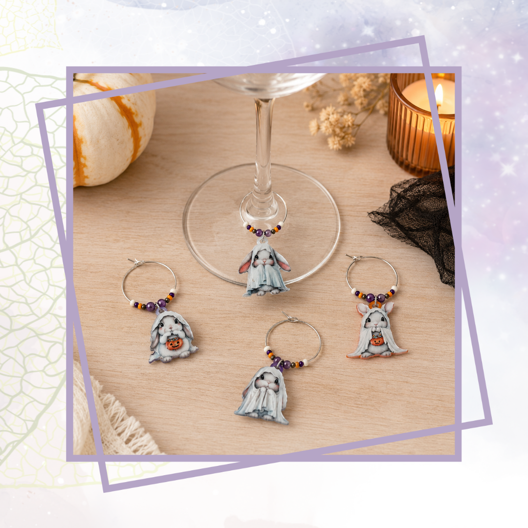Ghost Bunnies Halloween Charms Set of 4